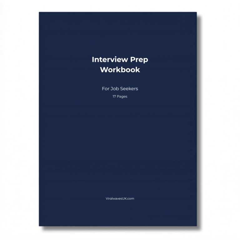 Interview Prep Workbook printable PDF UK, how to prepare for a job interview with a complete system
