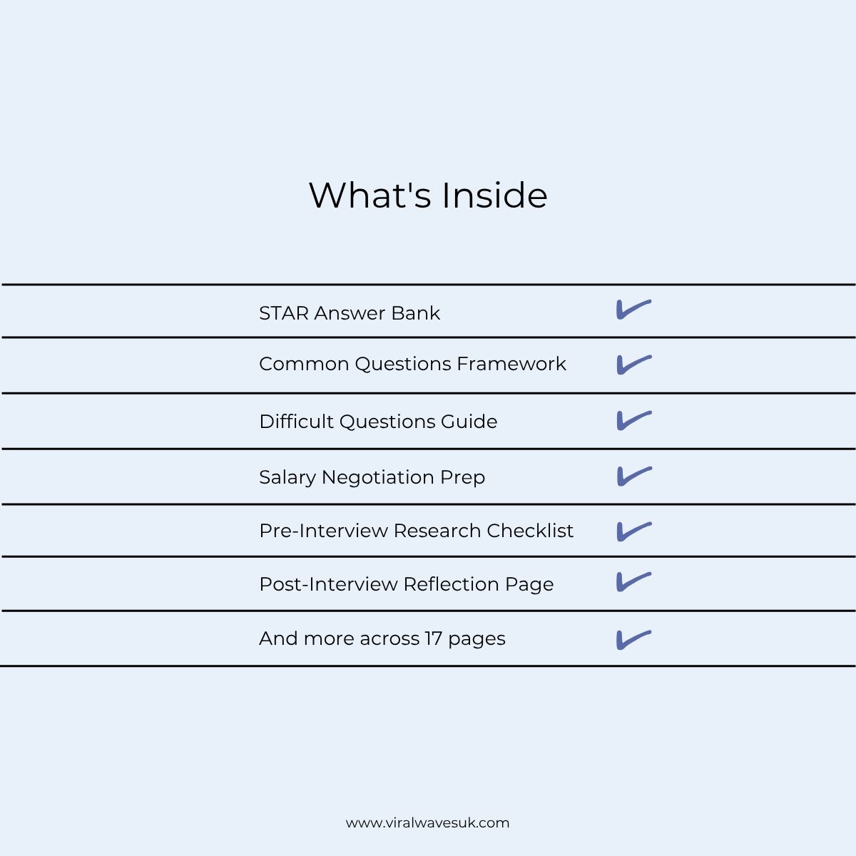 c3-interview-prep-workbook-whats-inside.jpg Interview Prep Workbook contents: 17 pages, 6 STAR builders, difficult question guides and salary negotiation prep
