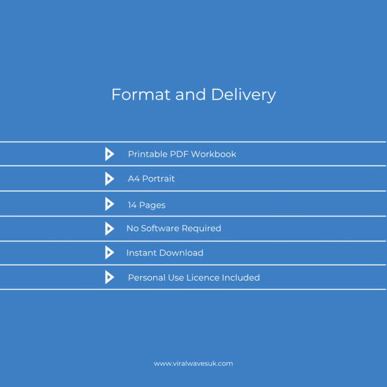 Printable PDF workbook A4 portrait 14 pages instant download personal use licence