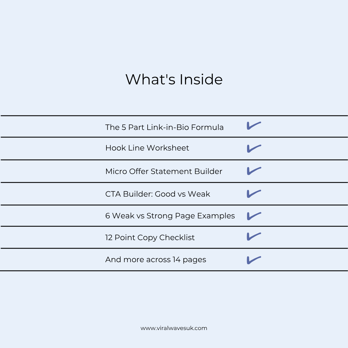 s7-link-in-bio-sales-page-planner-whats-inside.jpg Link in Bio Sales Page Planner contents: 14 pages, 5 part formula and 12 point copy checklist