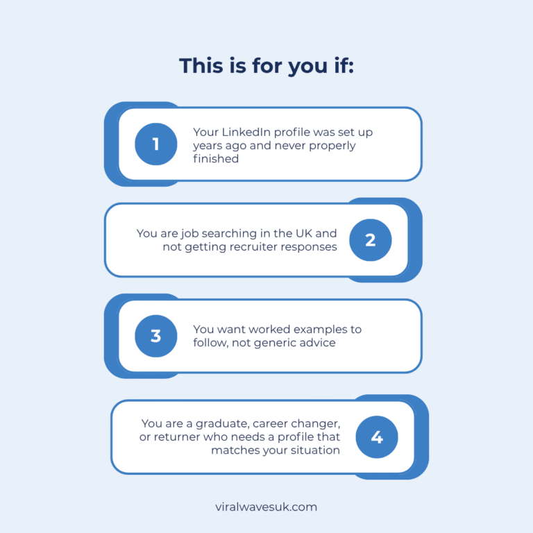 LinkedIn profile workbook for UK job seekers whose profile is unfinished or not getting recruiter attention