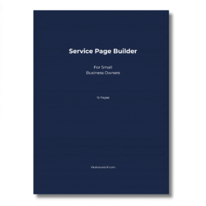 Service Page Builder printable workbook, service page template for freelancers UK