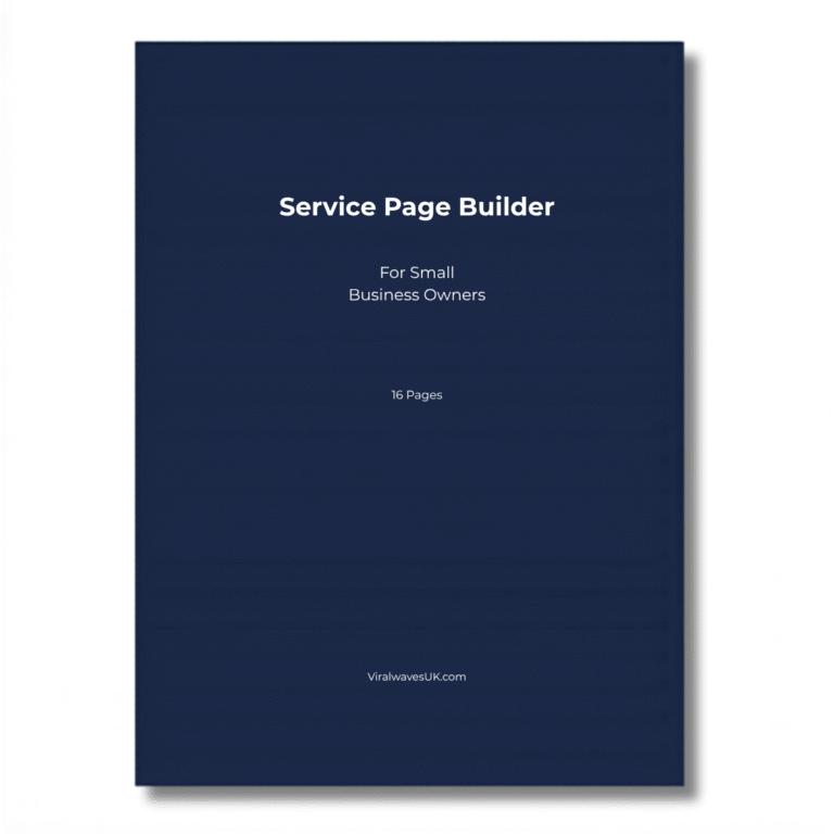 Service Page Builder printable workbook, service page template for freelancers UK
