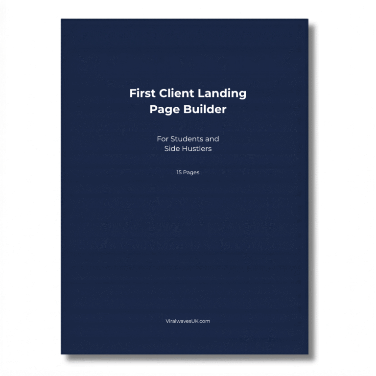 First Client Landing Page Builder printable PDF, landing page template for freelancers UK