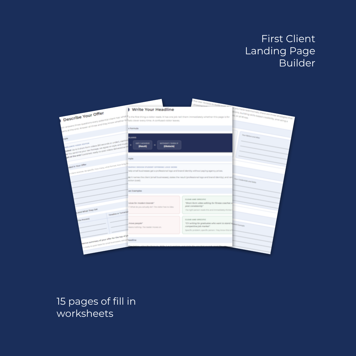 s2-first-client-landing-page-builder-inside-pages.jpg Inside pages of First Client Landing Page Builder showing headline formula and offer description builder