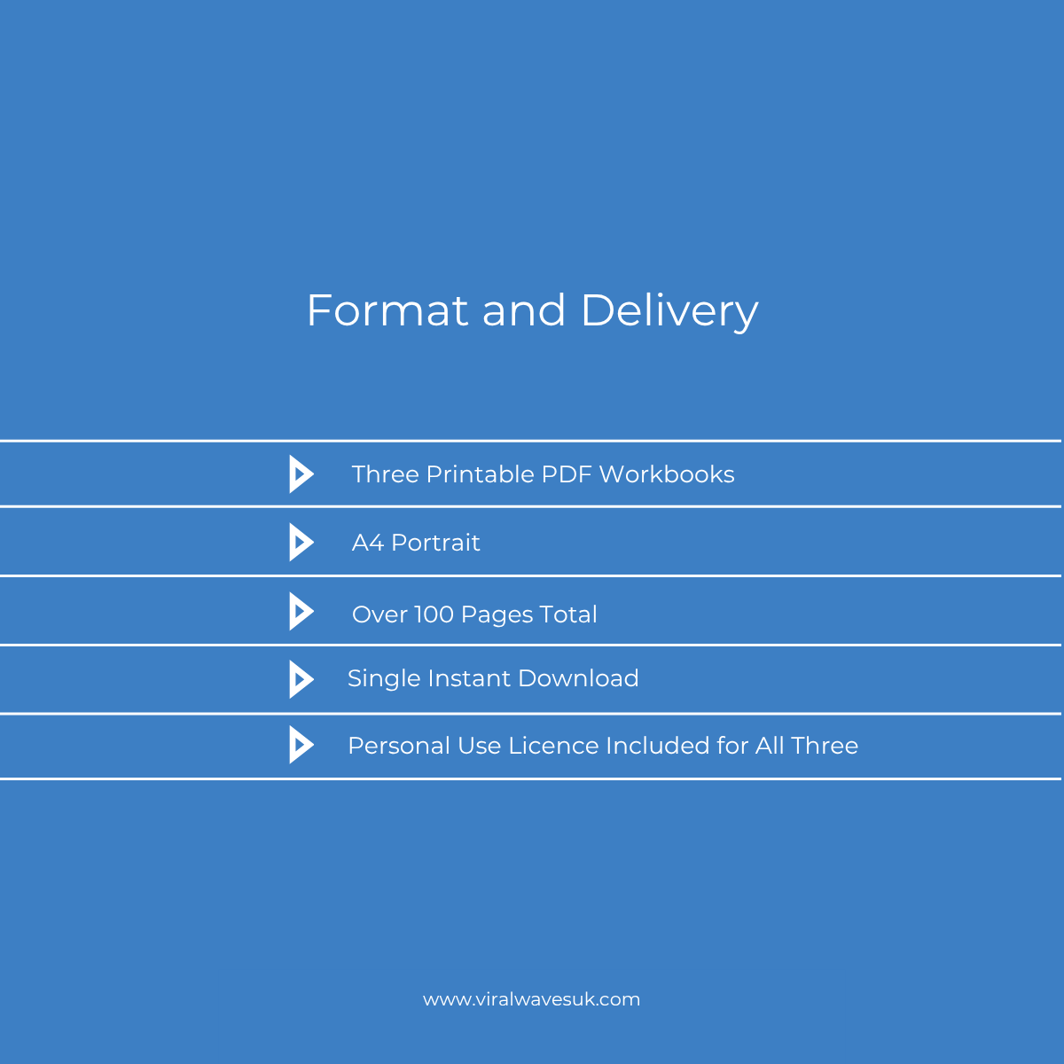 p11-website-launch-bundle-format-delivery.jpg Three printable PDF workbooks A4 portrait over 100 pages instant download personal use licence